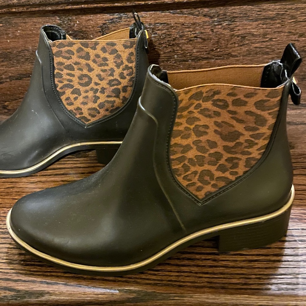 Kate Spade Rain Boots Black Leopard